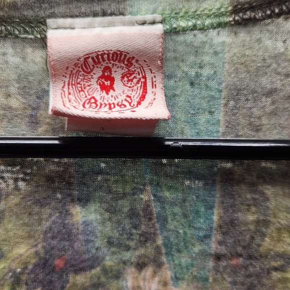 CURIOUS GYPSY Size M RHINESTONES Shirt Top - Picture 4 of 5